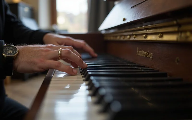 Detail shot of piano keys or action illustrating How Much Does Piano Tuning Cost in Yorkshire?, documentary style, natural light